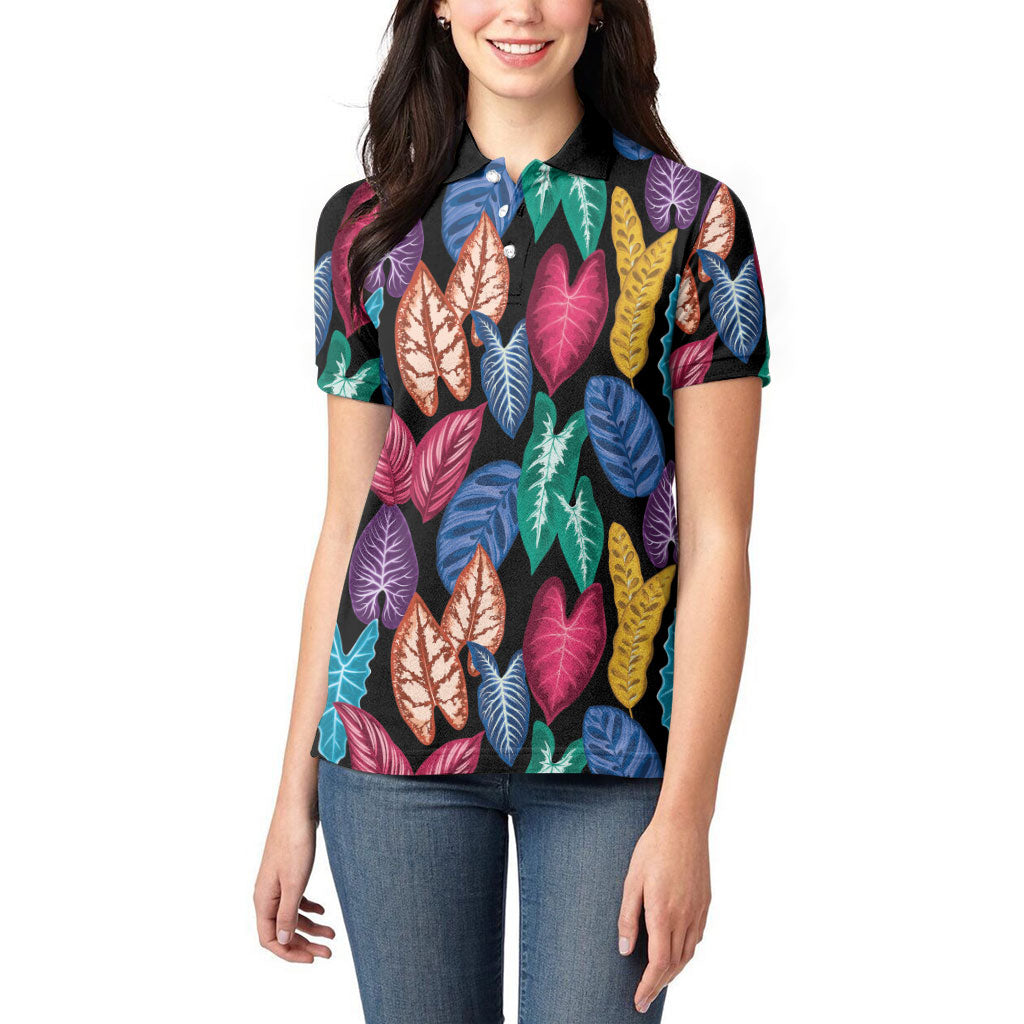 Hawaii Colorful Tropical Leaves Women Polo Shirt LT01 - Polynesian Pride