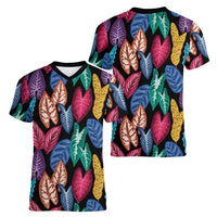 Hawaii Colorful Tropical Leaves Women V-Neck T-Shirt LT01 - Polynesian Pride