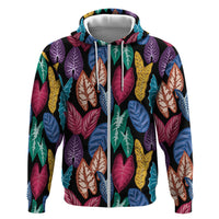 Hawaii Colorful Tropical Leaves Zip Hoodie LT01 Zip Hoodie Black - Polynesian Pride