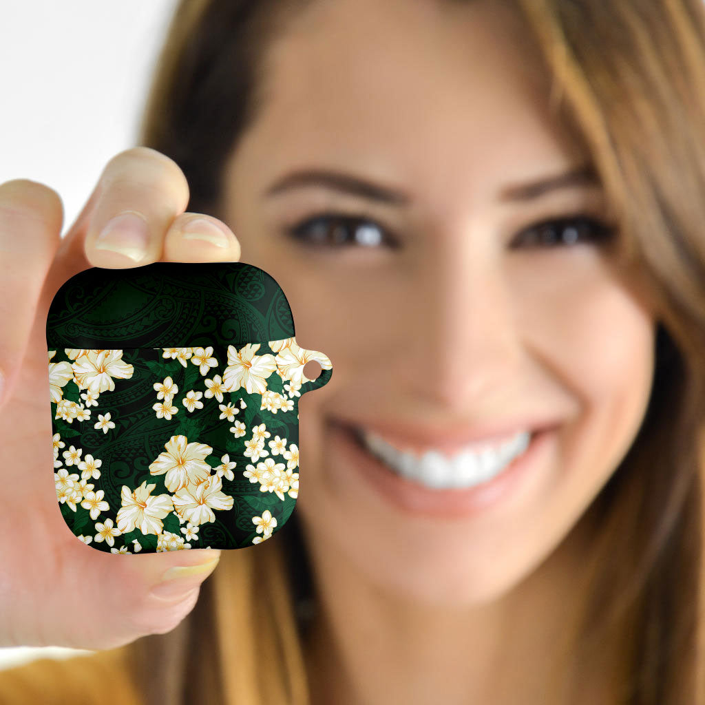Hawaii Hibiscus Plumeria Green AirPods Case Polynesian Pattern LT01 - Polynesian Pride