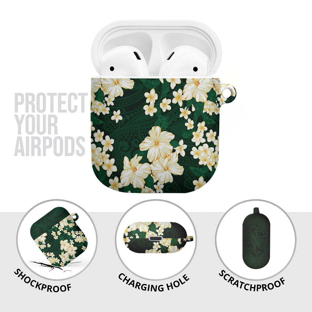Hawaii Hibiscus Plumeria Green AirPods Case Polynesian Pattern LT01 - Polynesian Pride