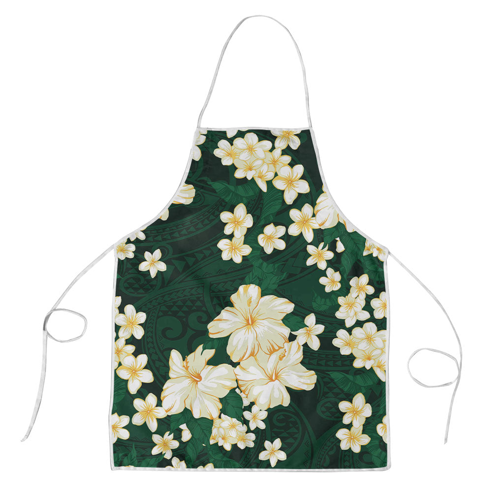Hawaii Hibiscus Plumeria Green Apron Polynesian Pattern LT01 Green - Polynesian Pride
