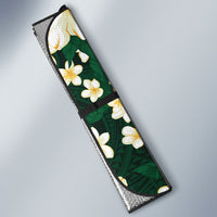 Hawaii Hibiscus Plumeria Green Auto Sun Shade Polynesian Pattern LT01 - Polynesian Pride