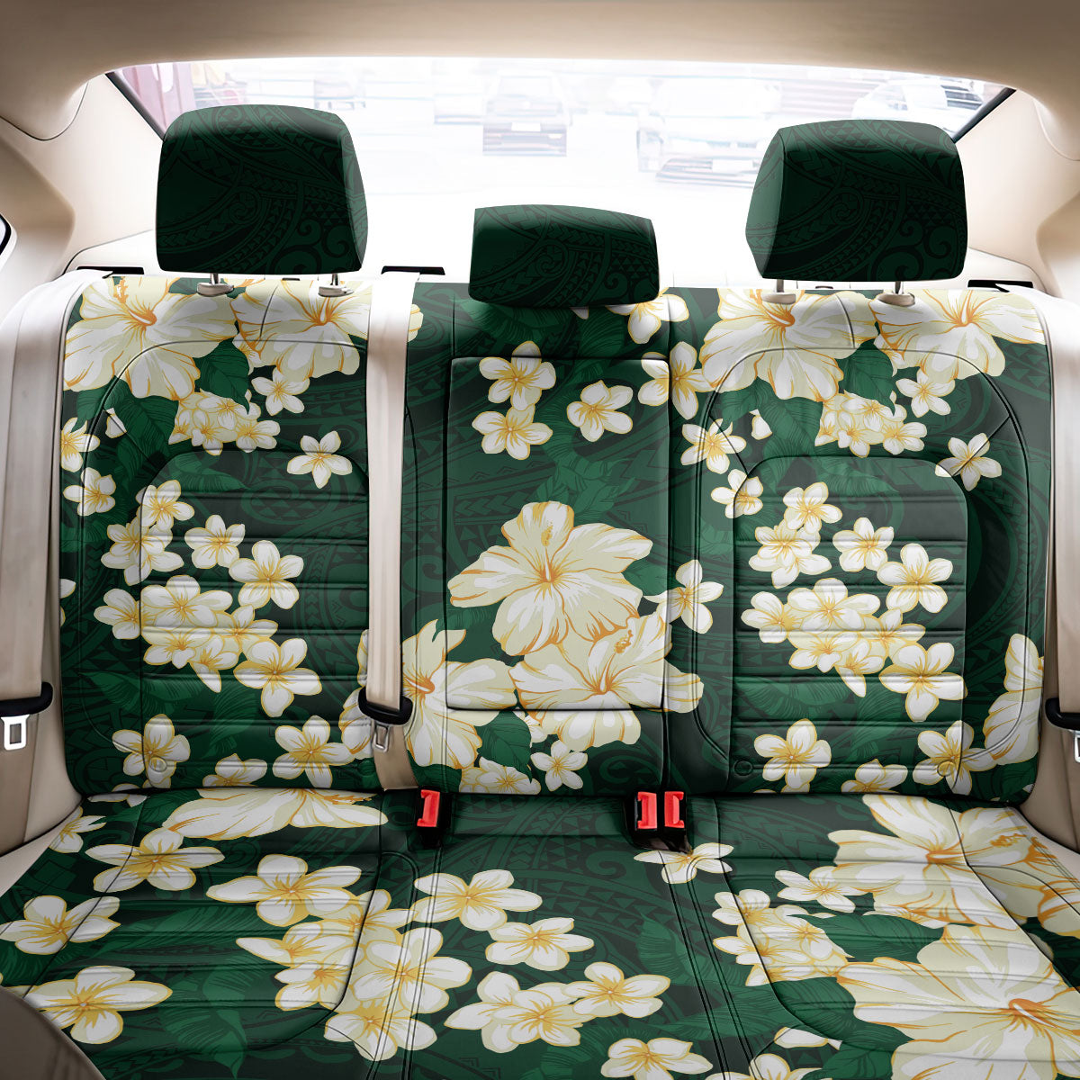 Hawaii Hibiscus Plumeria Green Back Car Seat Cover Polynesian Pattern LT01 - Polynesian Pride