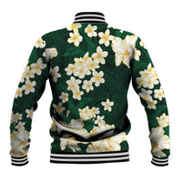 Hawaii Hibiscus Plumeria Green Baseball Jacket Polynesian Pattern LT01 - Polynesian Pride