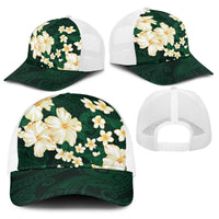 Hawaii Hibiscus Plumeria Green Baseball Net Cap Polynesian Pattern LT01 - Polynesian Pride