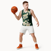 Hawaii Hibiscus Plumeria Green Basketball Jersey Polynesian Pattern LT01 - Polynesian Pride