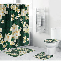 Hawaii Hibiscus Plumeria Green Bathroom Set Polynesian Pattern LT01 Bathroom Set (4 pcs) Green - Polynesian Pride