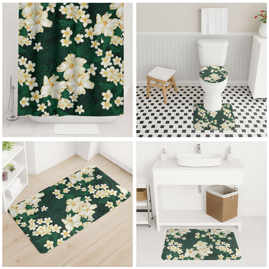 Hawaii Hibiscus Plumeria Green Bathroom Set Polynesian Pattern LT01 - Polynesian Pride
