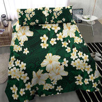 Hawaii Hibiscus Plumeria Green Bedding Set Polynesian Pattern LT01 - Polynesian Pride