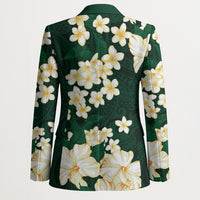 Hawaii Hibiscus Plumeria Green Blazer Polynesian Pattern LT01 - Polynesian Pride