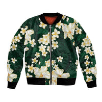 Hawaii Hibiscus Plumeria Green Bomber Jacket Polynesian Pattern LT01 Unisex Green - Polynesian Pride