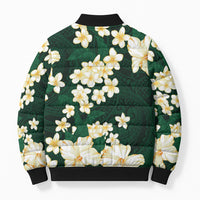 Hawaii Hibiscus Plumeria Green Bomber Puffer Jacket Polynesian Pattern LT01 - Polynesian Pride