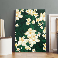Hawaii Hibiscus Plumeria Green Canvas Wall Art Polynesian Pattern LT01 - Polynesian Pride