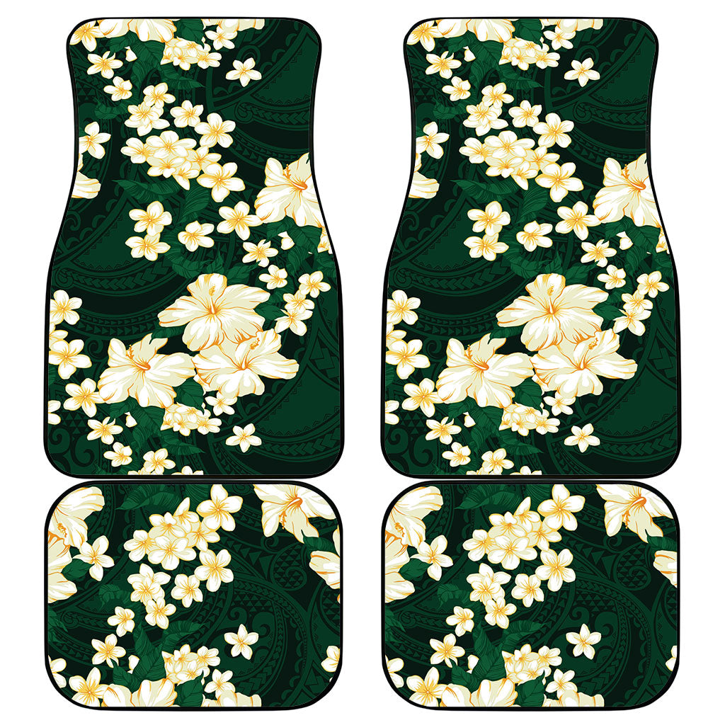 Hawaii Hibiscus Plumeria Green Car Mats Polynesian Pattern LT01 - Polynesian Pride