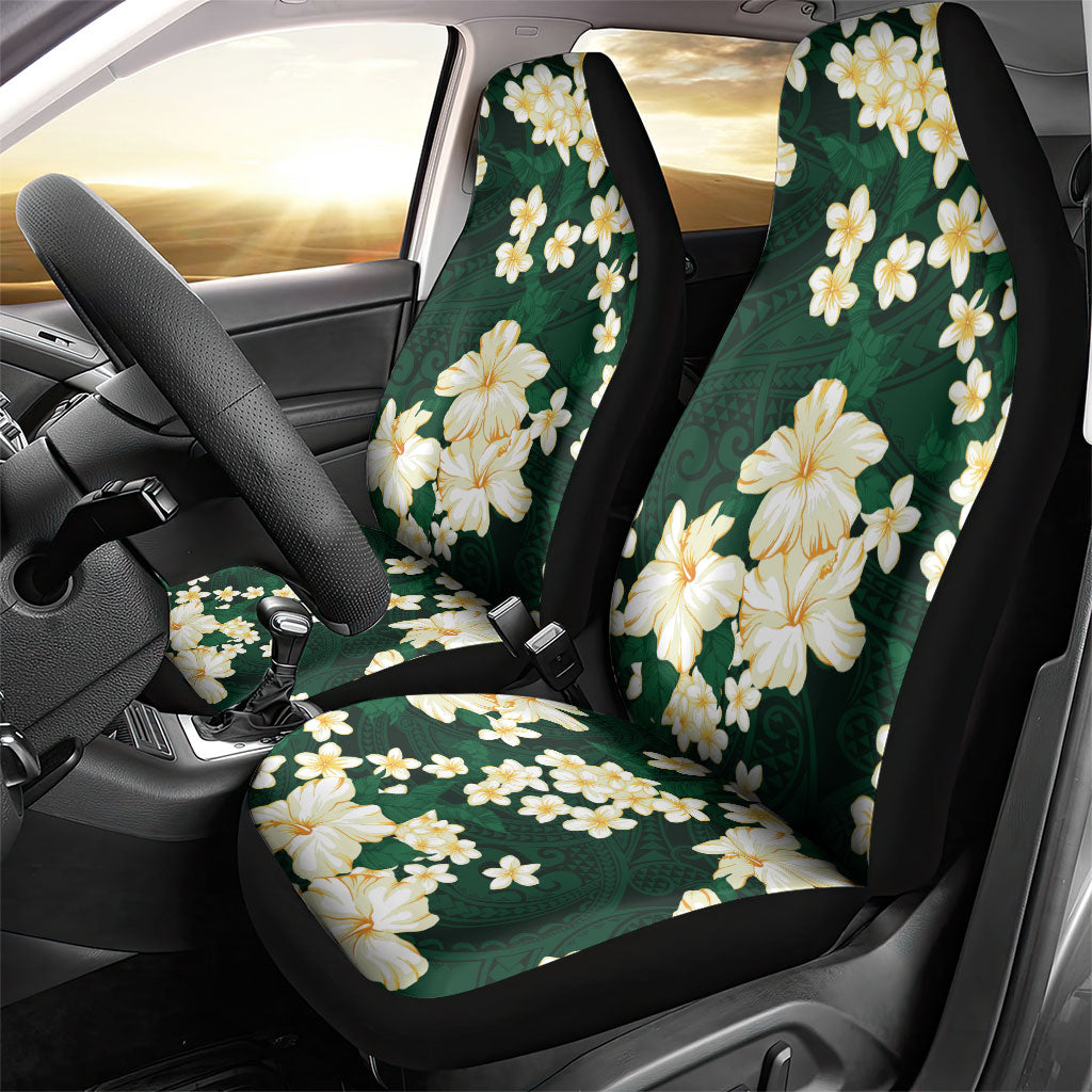Hawaii Hibiscus Plumeria Green Car Seat Cover Polynesian Pattern LT01 - Polynesian Pride