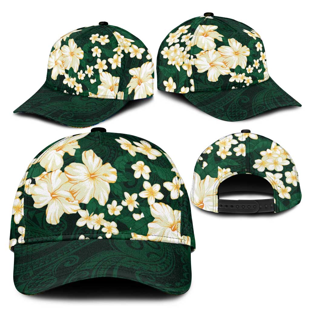 Hawaii Hibiscus Plumeria Green Classic Cap Polynesian Pattern LT01 - Polynesian Pride