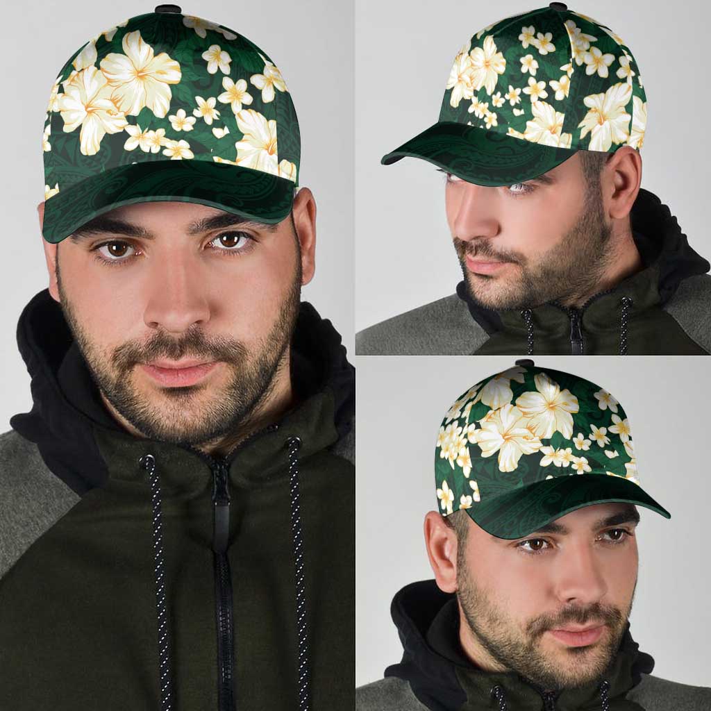 Hawaii Hibiscus Plumeria Green Classic Cap Polynesian Pattern LT01 - Polynesian Pride
