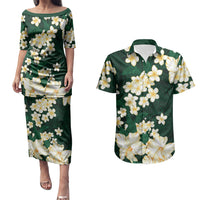 Hawaii Hibiscus Plumeria Green Couples Matching Puletasi and Hawaiian Shirt Polynesian Pattern LT01 Green - Polynesian Pride