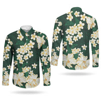 Hawaii Hibiscus Plumeria Green Couples Matching Short Sleeve Bodycon Dress and Long Sleeve Button Shirt Polynesian Pattern LT01 - Polynesian Pride