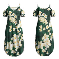 Hawaii Hibiscus Plumeria Green Couples Matching Summer Maxi Dress and Long Sleeve Button Shirt Polynesian Pattern LT01 - Polynesian Pride