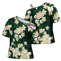 Hawaii Hibiscus Plumeria Green Cross Shoulder Shirt Polynesian Pattern LT01 - Polynesian Pride