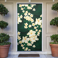 Hawaii Hibiscus Plumeria Green Door Cover Polynesian Pattern LT01 Green - Polynesian Pride