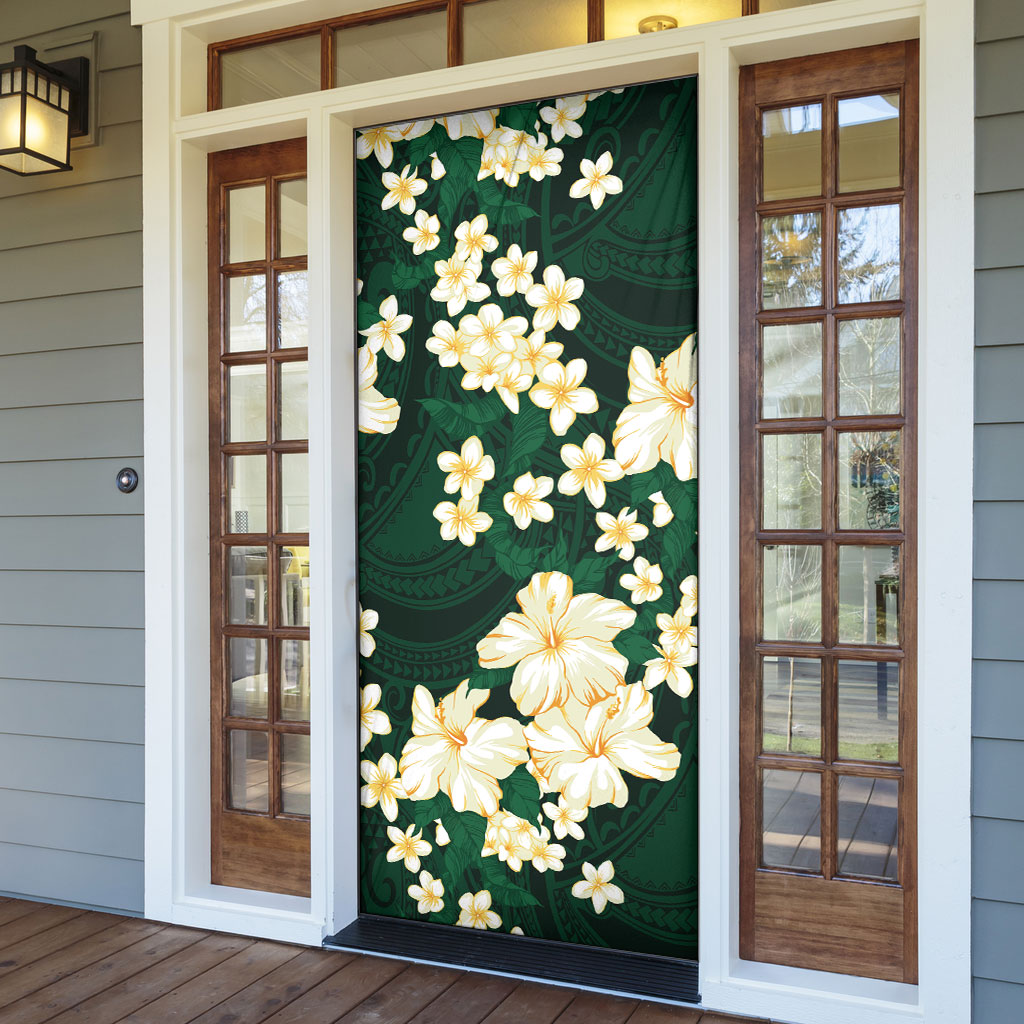 Hawaii Hibiscus Plumeria Green Door Cover Polynesian Pattern LT01 - Polynesian Pride