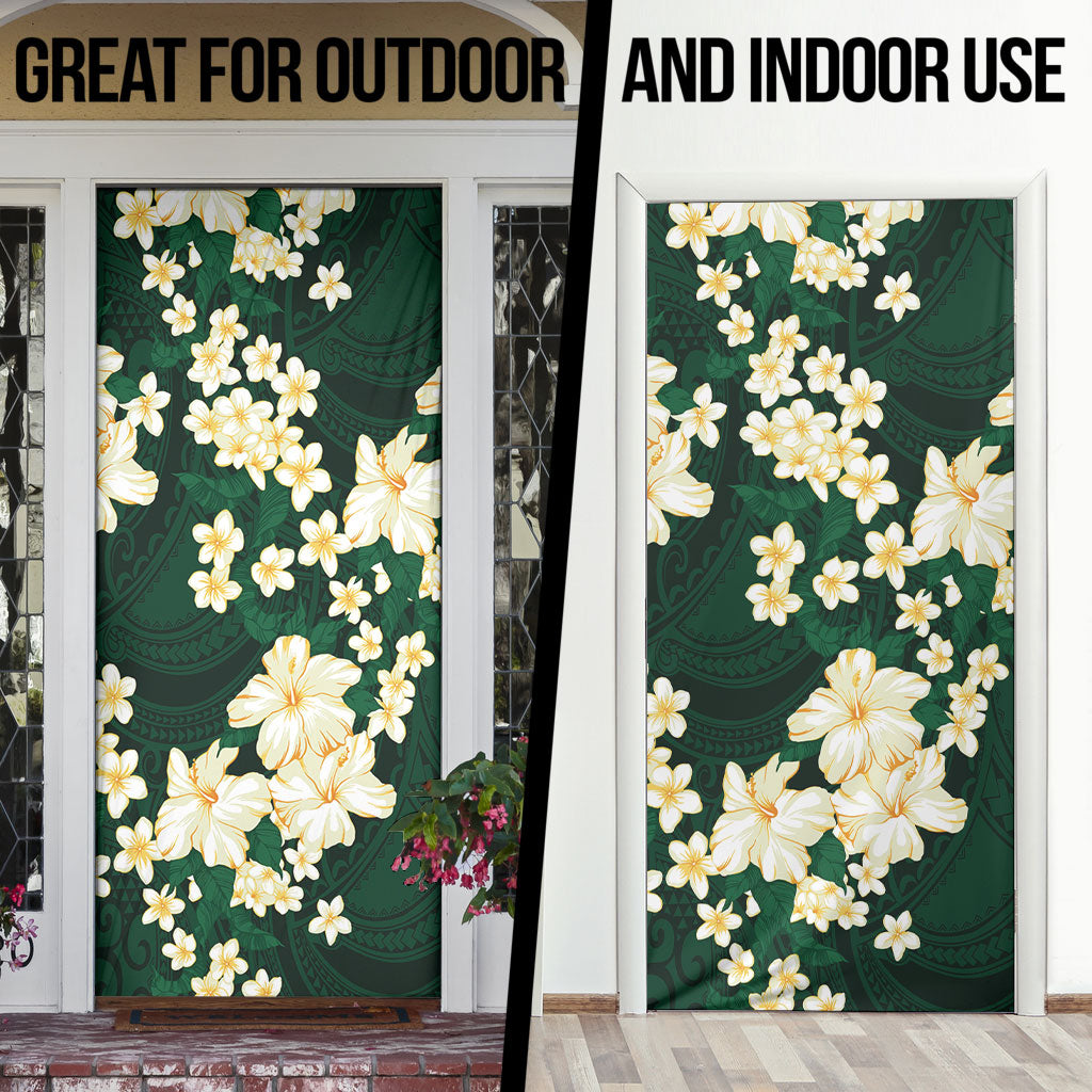 Hawaii Hibiscus Plumeria Green Door Cover Polynesian Pattern LT01 - Polynesian Pride