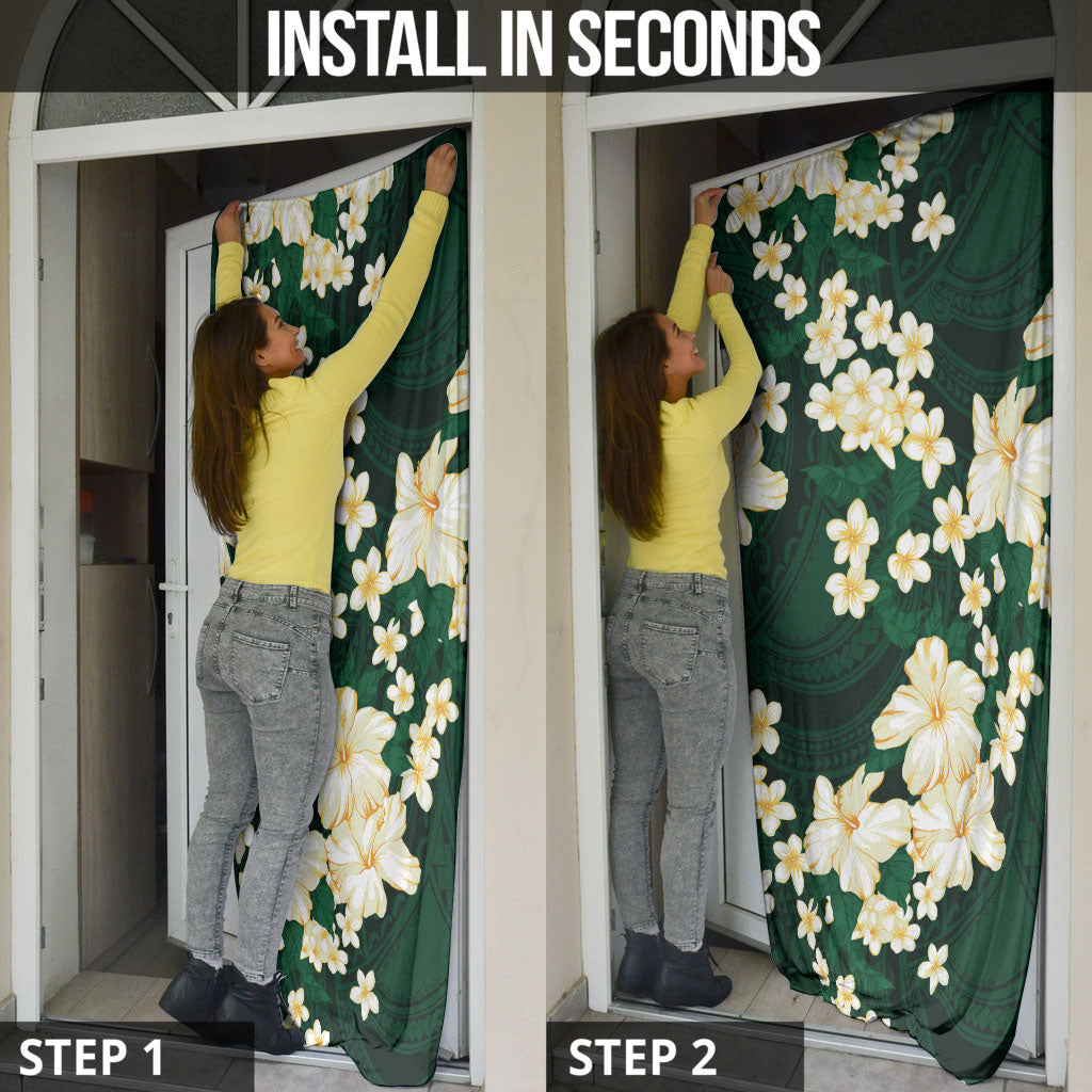 Hawaii Hibiscus Plumeria Green Door Cover Polynesian Pattern LT01 - Polynesian Pride