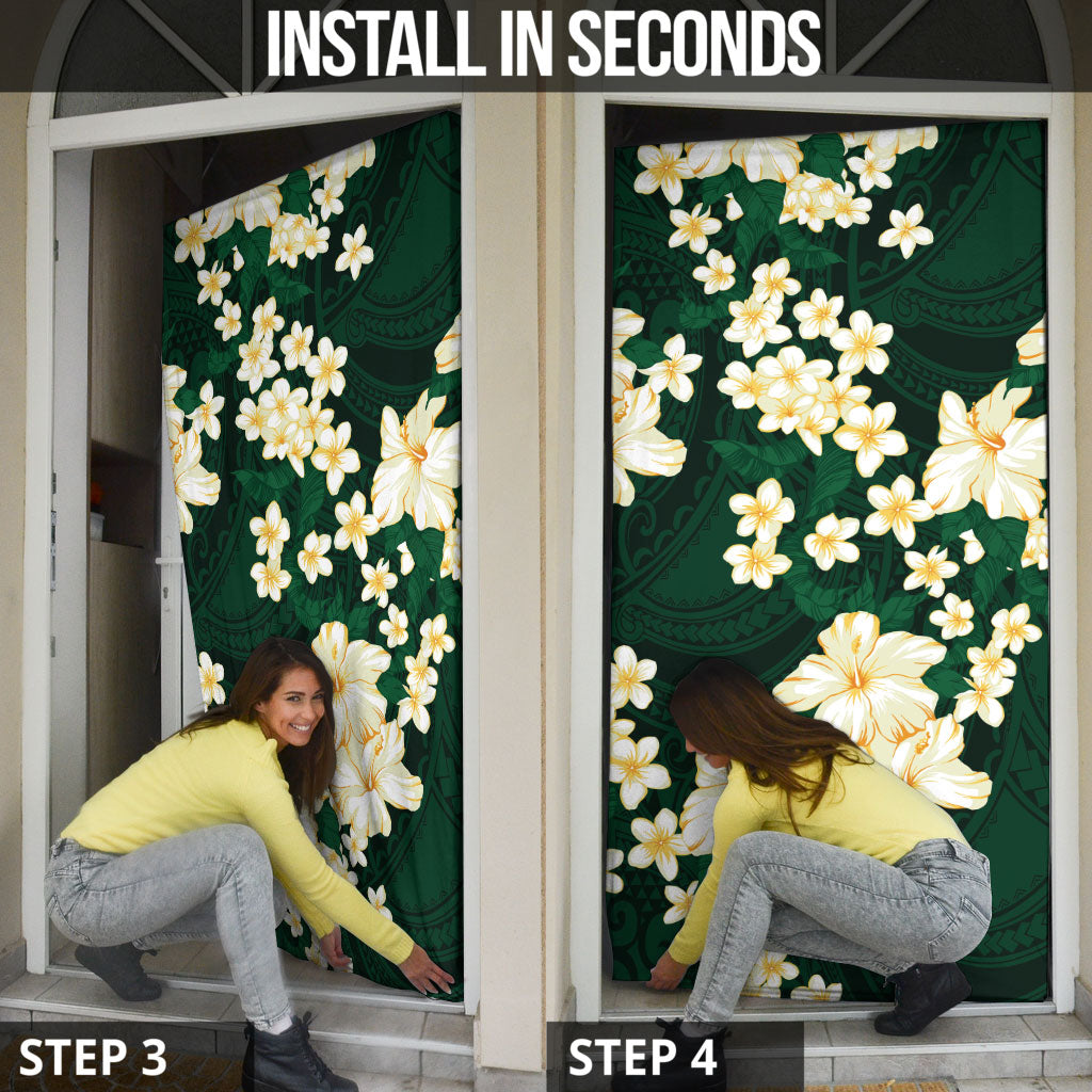Hawaii Hibiscus Plumeria Green Door Cover Polynesian Pattern LT01 - Polynesian Pride