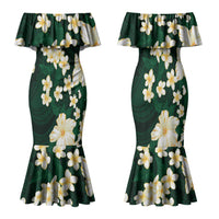 Hawaii Hibiscus Plumeria Green Family Matching Mermaid Dress and Hawaiian Shirt Polynesian Pattern LT01 Mom's Dress Green - Polynesian Pride