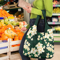 Hawaii Hibiscus Plumeria Green Grocery Bag Polynesian Pattern LT01 - Polynesian Pride