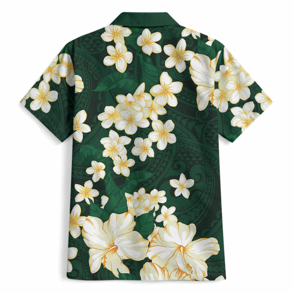 Hawaii Hibiscus Plumeria Green Hawaiian Shirt Polynesian Pattern LT01 - Polynesian Pride