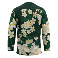 Hawaii Hibiscus Plumeria Green Hockey Jersey Polynesian Pattern LT01 - Polynesian Pride