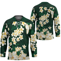 Hawaii Hibiscus Plumeria Green Hockey Jersey Polynesian Pattern LT01 - Polynesian Pride