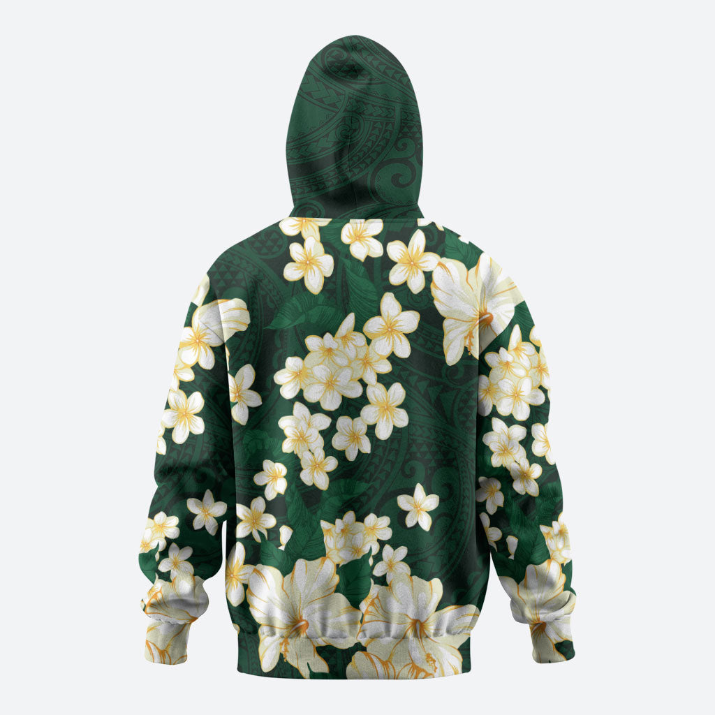 Hawaii Hibiscus Plumeria Green Hoodie Polynesian Pattern LT01 - Polynesian Pride