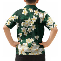 Hawaii Hibiscus Plumeria Green Kid Hawaiian Shirt Polynesian Pattern LT01 - Polynesian Pride