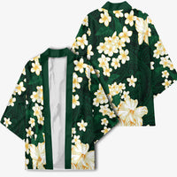 Hawaii Hibiscus Plumeria Green Kimono Polynesian Pattern LT01 - Polynesian Pride