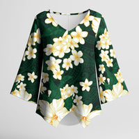 Hawaii Hibiscus Plumeria Green Kimono Sleeve Blouse Polynesian Pattern LT01 Female Green - Polynesian Pride