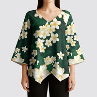 Hawaii Hibiscus Plumeria Green Kimono Sleeve Blouse Polynesian Pattern LT01 - Polynesian Pride
