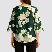 Hawaii Hibiscus Plumeria Green Kimono Sleeve Blouse Polynesian Pattern LT01 - Polynesian Pride