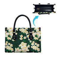 Hawaii Hibiscus Plumeria Green Leather Bag Polynesian Pattern LT01 - Polynesian Pride