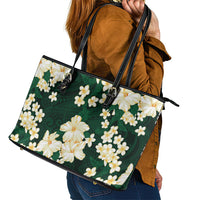 Hawaii Hibiscus Plumeria Green Leather Tote Bag Polynesian Pattern LT01 - Polynesian Pride