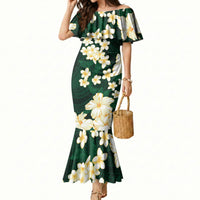 Hawaii Hibiscus Plumeria Green Mermaid Dress Polynesian Pattern LT01 Women Green - Polynesian Pride