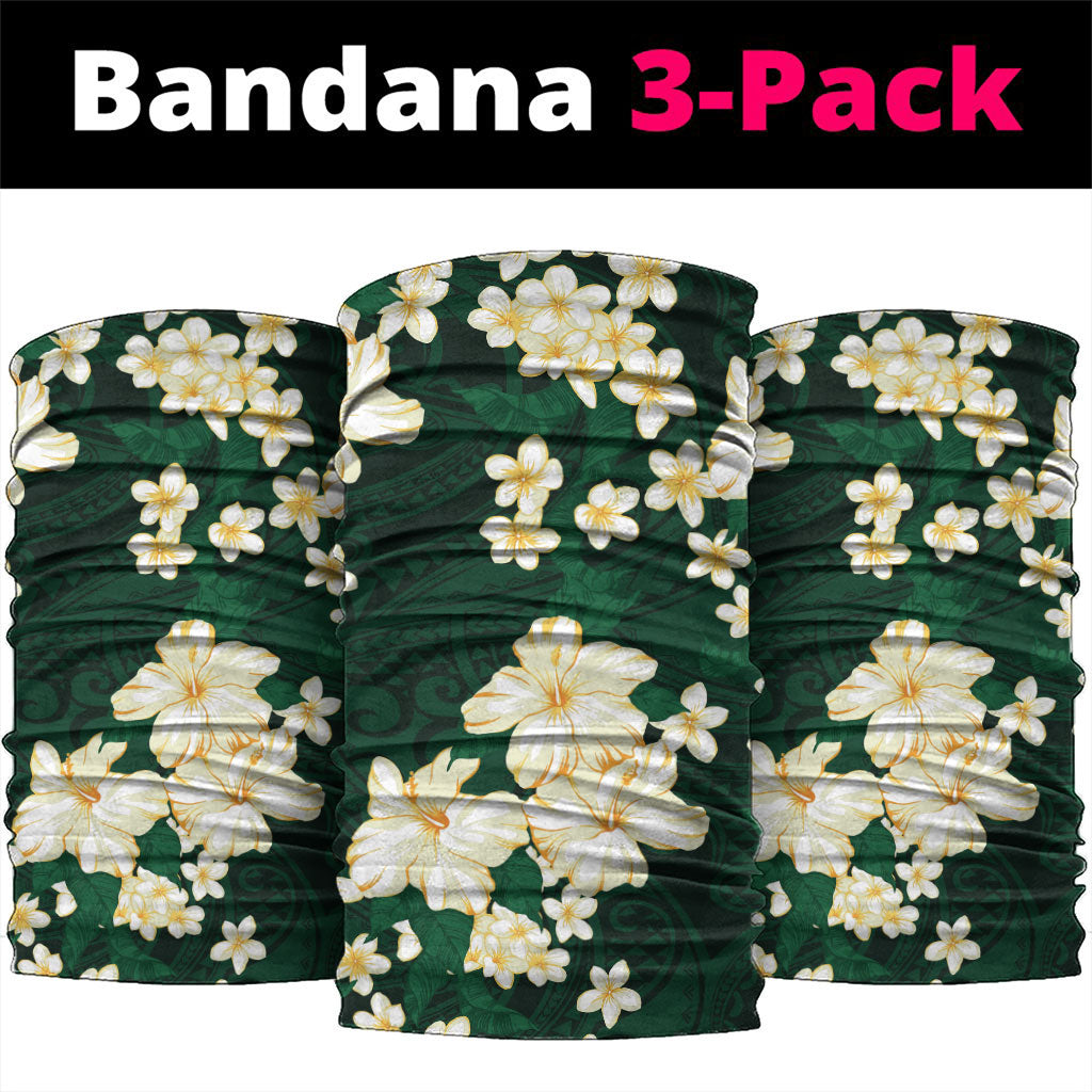 Hawaii Hibiscus Plumeria Green Neck Gaiter Polynesian Pattern LT01 package One Size: 25*50cm Green - Polynesian Pride