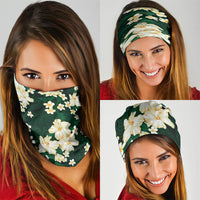 Hawaii Hibiscus Plumeria Green Neck Gaiter Polynesian Pattern LT01 - Polynesian Pride