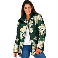 Hawaii Hibiscus Plumeria Green Padded Jacket Polynesian Pattern LT01 Women Green - Polynesian Pride