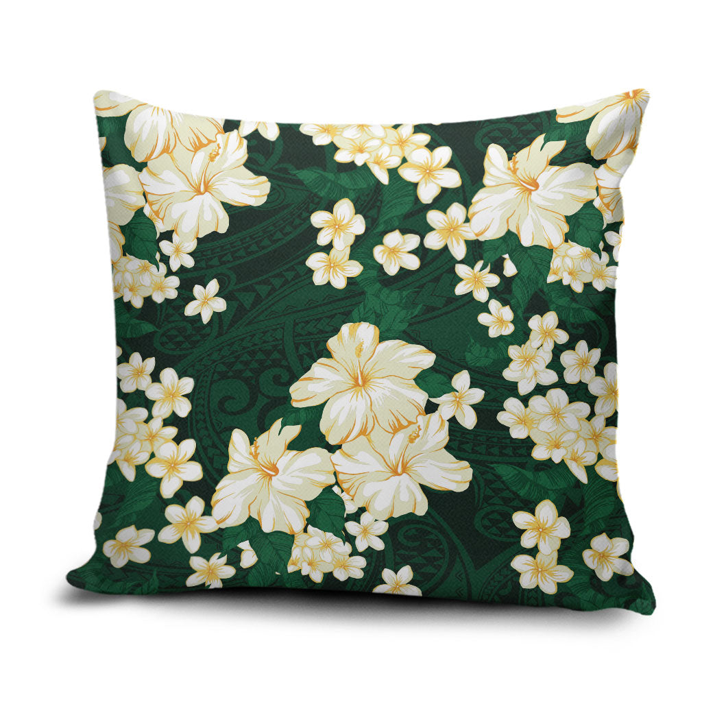Hawaii Hibiscus Plumeria Green Pillow Cover Polynesian Pattern LT01 Green - Polynesian Pride