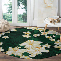 Hawaii Hibiscus Plumeria Green Round Carpet Polynesian Pattern LT01 - Polynesian Pride
